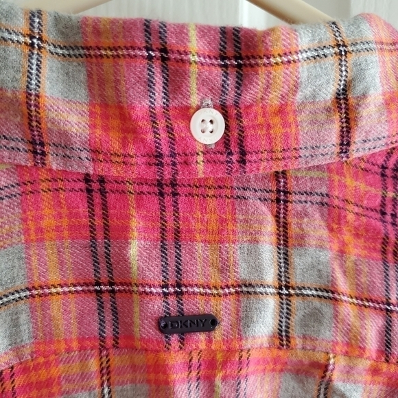 DKNY Pink Print Plaid Nightshirt with pockets size M - Picture 6 of 7